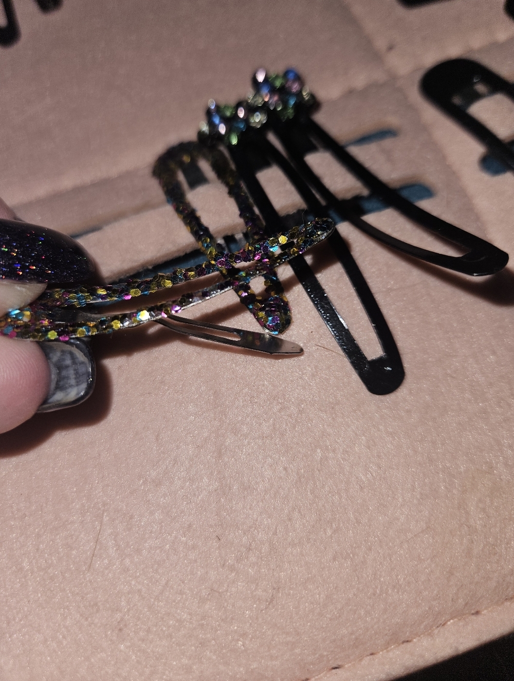 Sparkly Multi-Color Rhinestone Hair Clips Set Of 4 - Picture 5 of 6